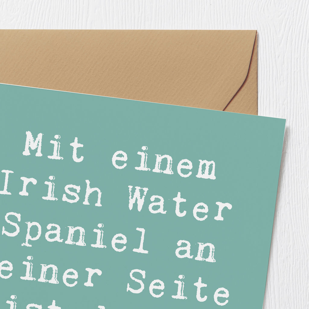 Deluxe Karte Spruch Irish Water Spaniel Begleiter Karte, Grußkarte, Klappkarte, Einladungskarte, Glückwunschkarte, Hochzeitskarte, Geburtstagskarte, Hochwertige Grußkarte, Hochwertige Klappkarte, Hund, Hunderasse, Rassehund, Hundebesitzer, Geschenk, Tierfreund, Schenken, Welpe