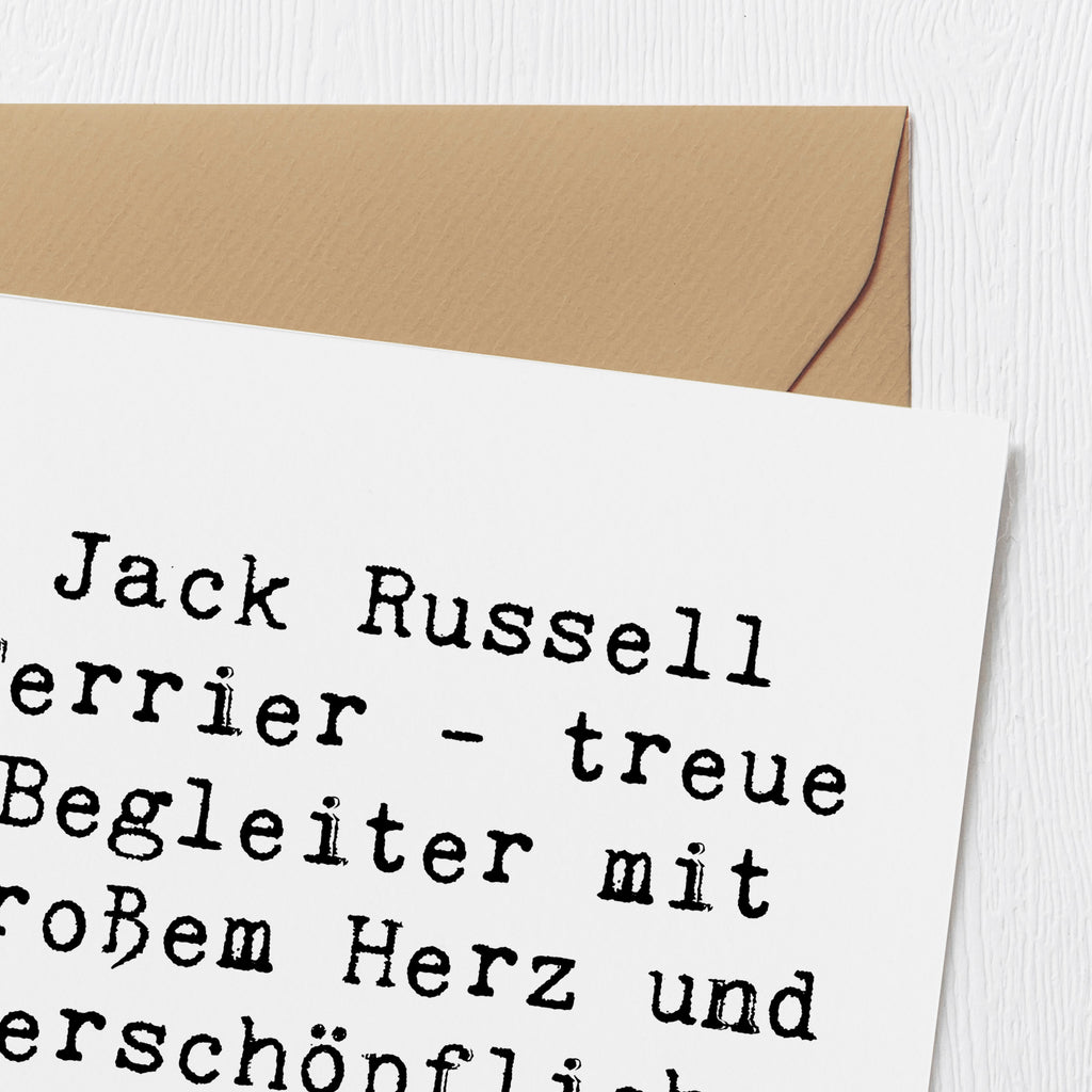 Deluxe Karte Spruch Jack Russell Terrier - treue Begleiter mit großem Herz und unerschöpflichem Temperament. Karte, Grußkarte, Klappkarte, Einladungskarte, Glückwunschkarte, Hochzeitskarte, Geburtstagskarte, Hochwertige Grußkarte, Hochwertige Klappkarte, Hund, Hunderasse, Rassehund, Hundebesitzer, Geschenk, Tierfreund, Schenken, Welpe