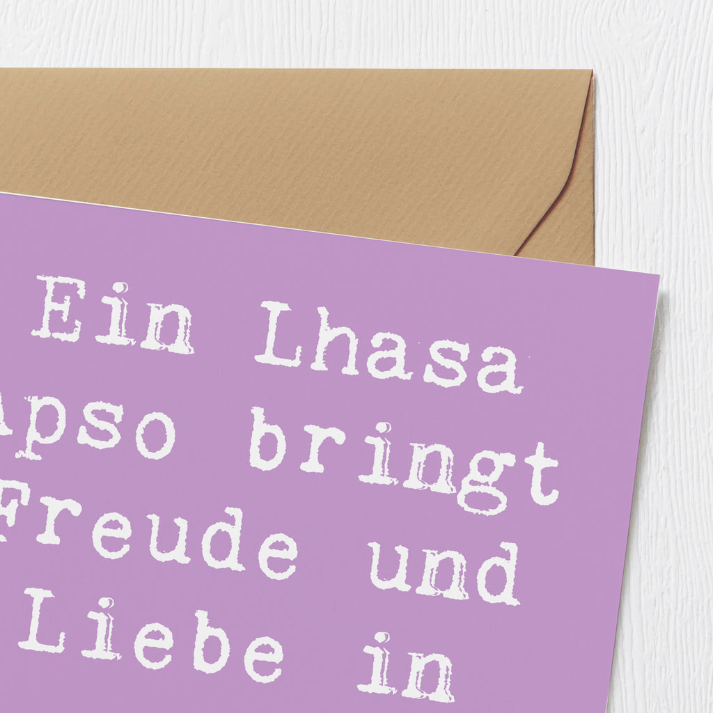 Deluxe Karte Spruch Lhasa Apso Freude Karte, Grußkarte, Klappkarte, Einladungskarte, Glückwunschkarte, Hochzeitskarte, Geburtstagskarte, Hochwertige Grußkarte, Hochwertige Klappkarte, Hund, Hunderasse, Rassehund, Hundebesitzer, Geschenk, Tierfreund, Schenken, Welpe