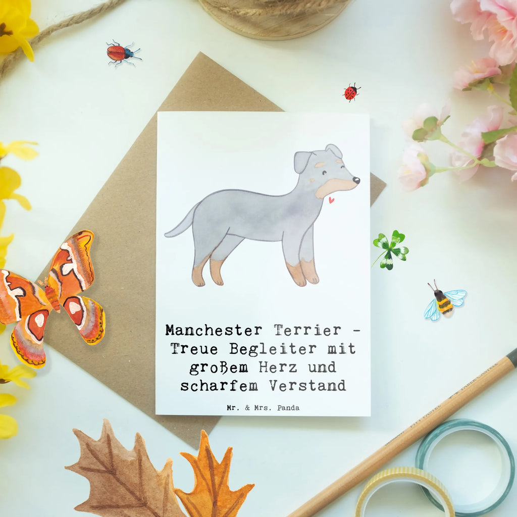 Grußkarte Manchester Terrier Begleiter Grußkarte, Klappkarte, Einladungskarte, Glückwunschkarte, Hochzeitskarte, Geburtstagskarte, Karte, Ansichtskarten, Hund, Hunderasse, Rassehund, Hundebesitzer, Geschenk, Tierfreund, Schenken, Welpe