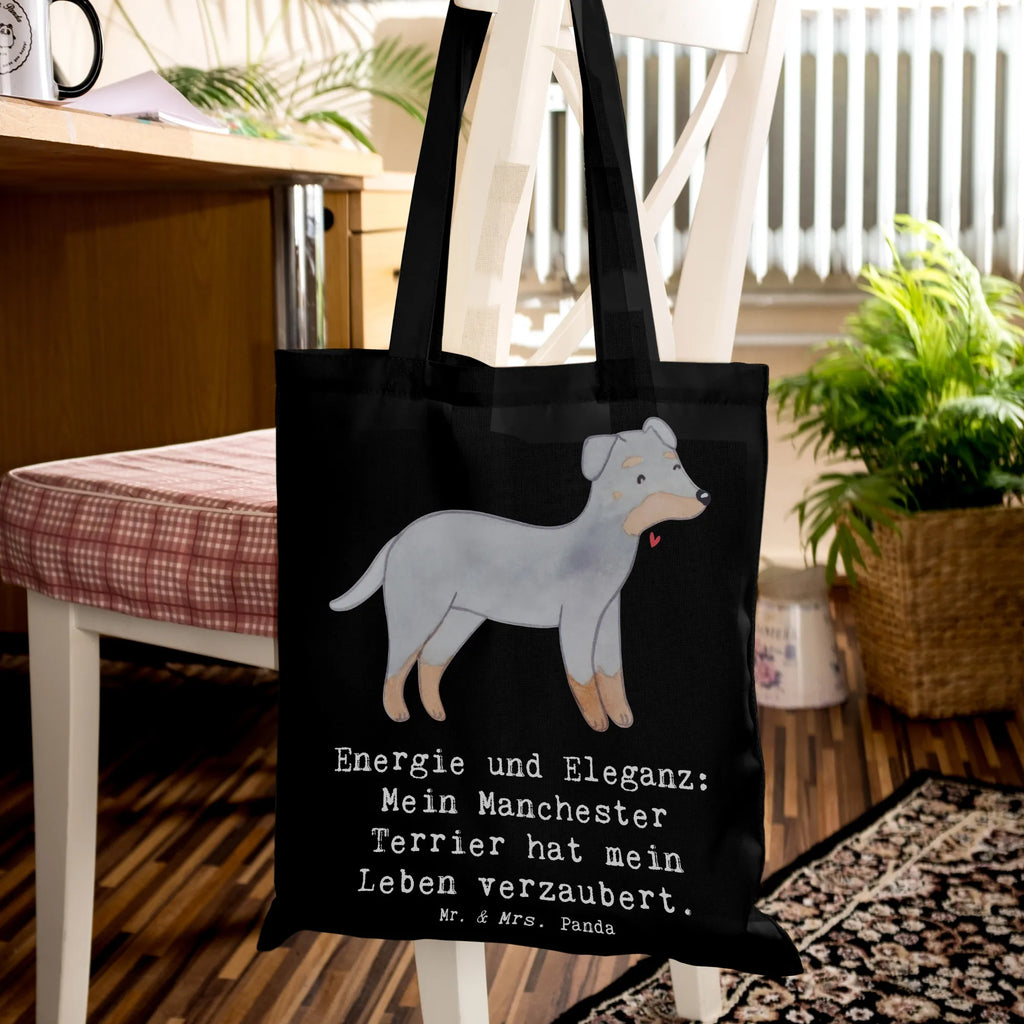 Tragetasche Manchester Terrier Magie Beuteltasche, Beutel, Einkaufstasche, Jutebeutel, Stoffbeutel, Tasche, Shopper, Umhängetasche, Strandtasche, Schultertasche, Stofftasche, Tragetasche, Badetasche, Jutetasche, Einkaufstüte, Laptoptasche, Hund, Hunderasse, Rassehund, Hundebesitzer, Geschenk, Tierfreund, Schenken, Welpe