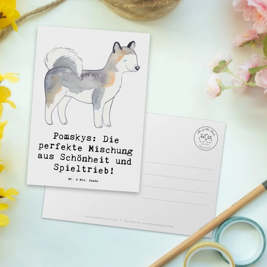 Postkarte Pomsky Perfektion Postkarte, Karte, Geschenkkarte, Grußkarte, Einladung, Ansichtskarte, Geburtstagskarte, Einladungskarte, Dankeskarte, Ansichtskarten, Einladung Geburtstag, Einladungskarten Geburtstag, Hund, Hunderasse, Rassehund, Hundebesitzer, Geschenk, Tierfreund, Schenken, Welpe