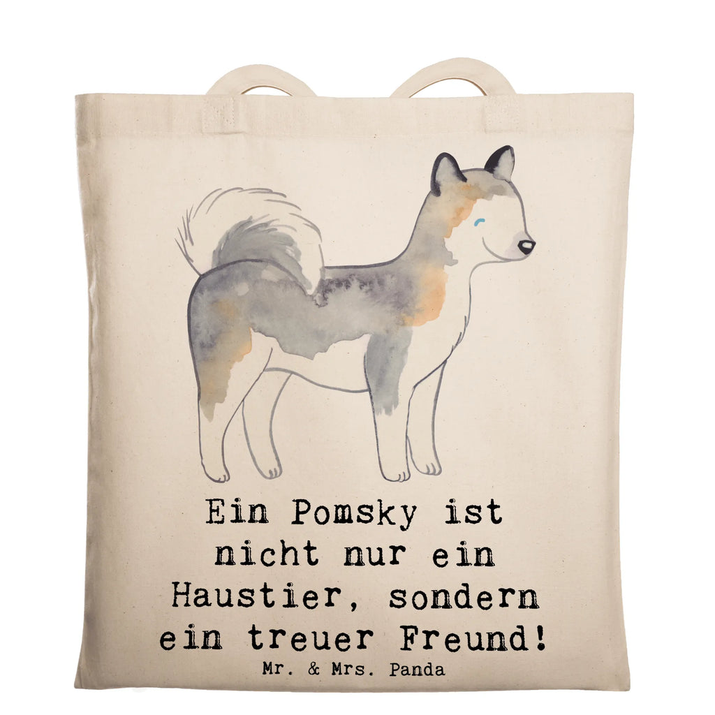 Tragetasche Pomsky Freund Beuteltasche, Beutel, Einkaufstasche, Jutebeutel, Stoffbeutel, Tasche, Shopper, Umhängetasche, Strandtasche, Schultertasche, Stofftasche, Tragetasche, Badetasche, Jutetasche, Einkaufstüte, Laptoptasche, Hund, Hunderasse, Rassehund, Hundebesitzer, Geschenk, Tierfreund, Schenken, Welpe