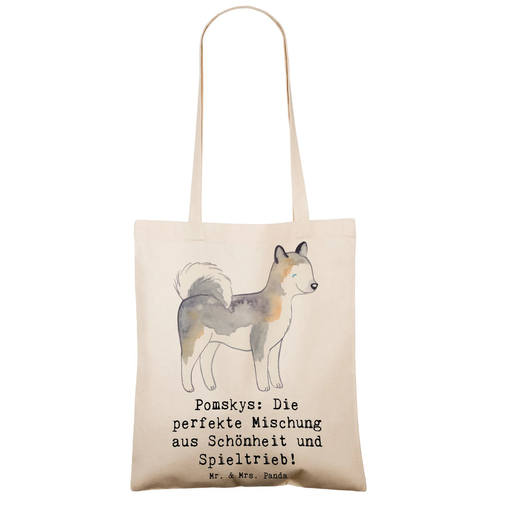 Tragetasche Pomsky Perfektion Beuteltasche, Beutel, Einkaufstasche, Jutebeutel, Stoffbeutel, Tasche, Shopper, Umhängetasche, Strandtasche, Schultertasche, Stofftasche, Tragetasche, Badetasche, Jutetasche, Einkaufstüte, Laptoptasche, Hund, Hunderasse, Rassehund, Hundebesitzer, Geschenk, Tierfreund, Schenken, Welpe