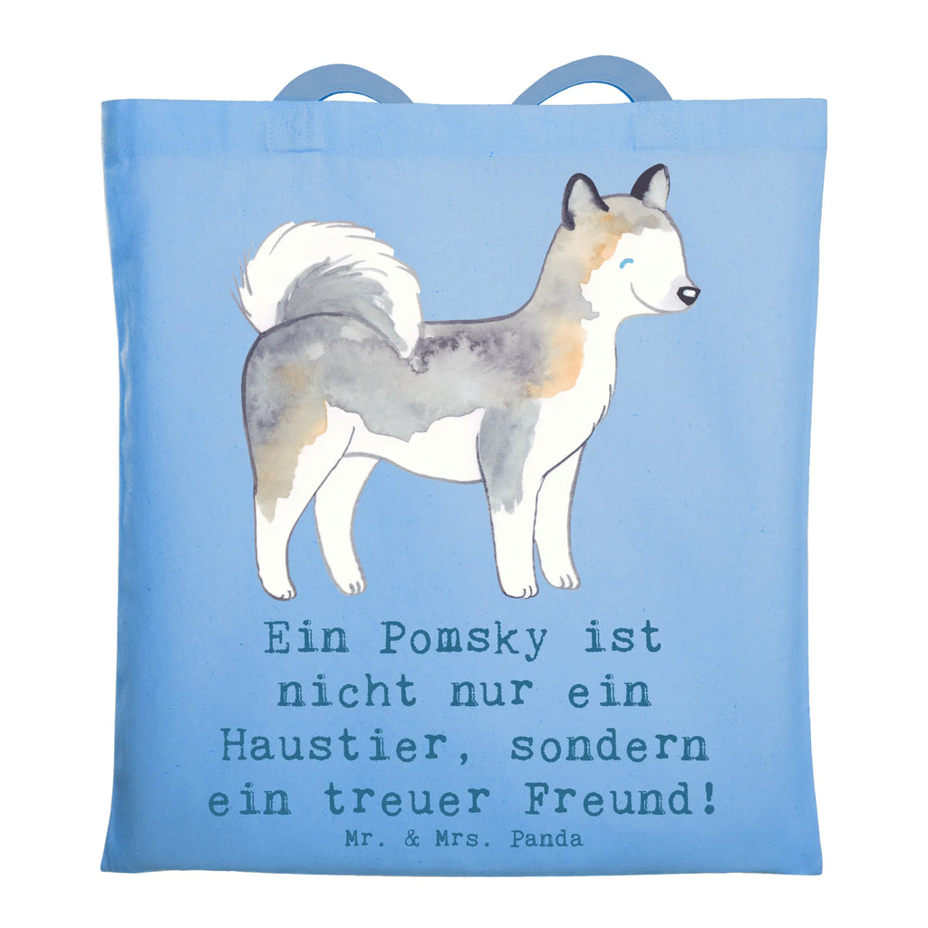 Tragetasche Pomsky Freund Beuteltasche, Beutel, Einkaufstasche, Jutebeutel, Stoffbeutel, Tasche, Shopper, Umhängetasche, Strandtasche, Schultertasche, Stofftasche, Tragetasche, Badetasche, Jutetasche, Einkaufstüte, Laptoptasche, Hund, Hunderasse, Rassehund, Hundebesitzer, Geschenk, Tierfreund, Schenken, Welpe