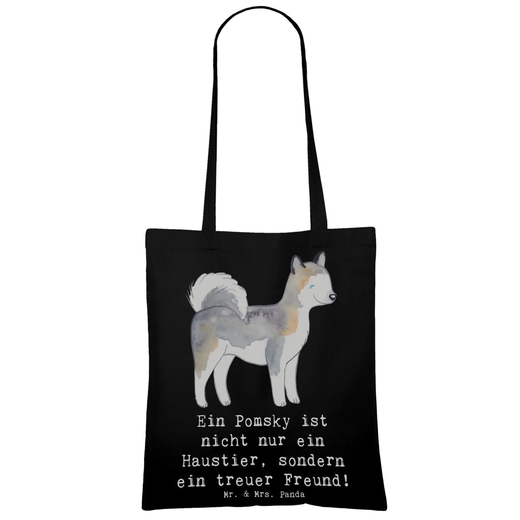 Tragetasche Pomsky Freund Beuteltasche, Beutel, Einkaufstasche, Jutebeutel, Stoffbeutel, Tasche, Shopper, Umhängetasche, Strandtasche, Schultertasche, Stofftasche, Tragetasche, Badetasche, Jutetasche, Einkaufstüte, Laptoptasche, Hund, Hunderasse, Rassehund, Hundebesitzer, Geschenk, Tierfreund, Schenken, Welpe