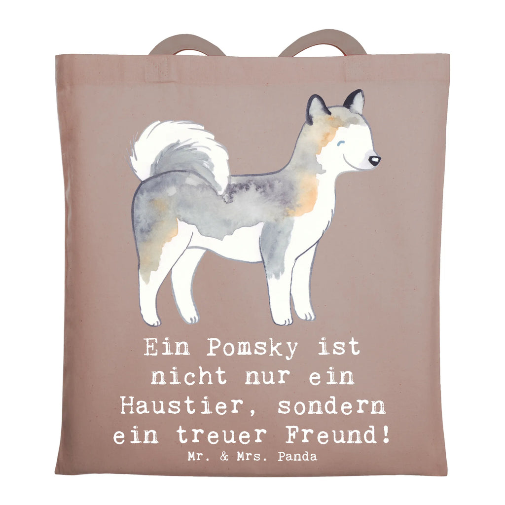 Tragetasche Pomsky Freund Beuteltasche, Beutel, Einkaufstasche, Jutebeutel, Stoffbeutel, Tasche, Shopper, Umhängetasche, Strandtasche, Schultertasche, Stofftasche, Tragetasche, Badetasche, Jutetasche, Einkaufstüte, Laptoptasche, Hund, Hunderasse, Rassehund, Hundebesitzer, Geschenk, Tierfreund, Schenken, Welpe