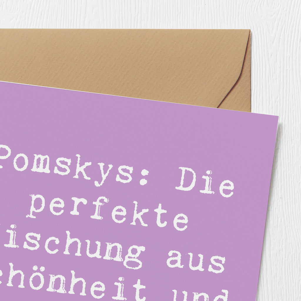 Deluxe Karte Spruch Pomsky Perfektion Karte, Grußkarte, Klappkarte, Einladungskarte, Glückwunschkarte, Hochzeitskarte, Geburtstagskarte, Hochwertige Grußkarte, Hochwertige Klappkarte, Hund, Hunderasse, Rassehund, Hundebesitzer, Geschenk, Tierfreund, Schenken, Welpe