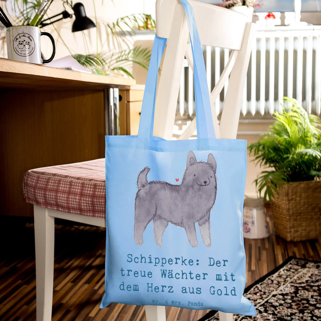 Tragetasche Schipperke Wächterherz Beuteltasche, Beutel, Einkaufstasche, Jutebeutel, Stoffbeutel, Tasche, Shopper, Umhängetasche, Strandtasche, Schultertasche, Stofftasche, Tragetasche, Badetasche, Jutetasche, Einkaufstüte, Laptoptasche, Hund, Hunderasse, Rassehund, Hundebesitzer, Geschenk, Tierfreund, Schenken, Welpe