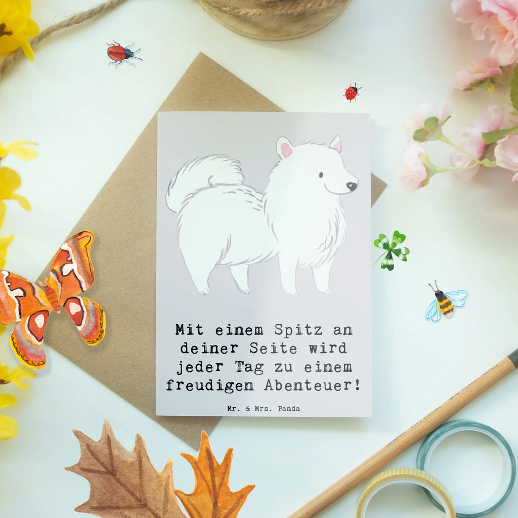 Grußkarte Freudiger Spitz Grußkarte, Klappkarte, Einladungskarte, Glückwunschkarte, Hochzeitskarte, Geburtstagskarte, Karte, Ansichtskarten, Hund, Hunderasse, Rassehund, Hundebesitzer, Geschenk, Tierfreund, Schenken, Welpe