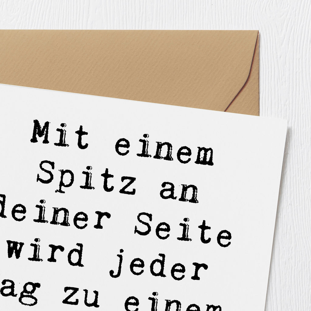 Deluxe Karte Spruch Freudiger Spitz Karte, Grußkarte, Klappkarte, Einladungskarte, Glückwunschkarte, Hochzeitskarte, Geburtstagskarte, Hochwertige Grußkarte, Hochwertige Klappkarte, Hund, Hunderasse, Rassehund, Hundebesitzer, Geschenk, Tierfreund, Schenken, Welpe