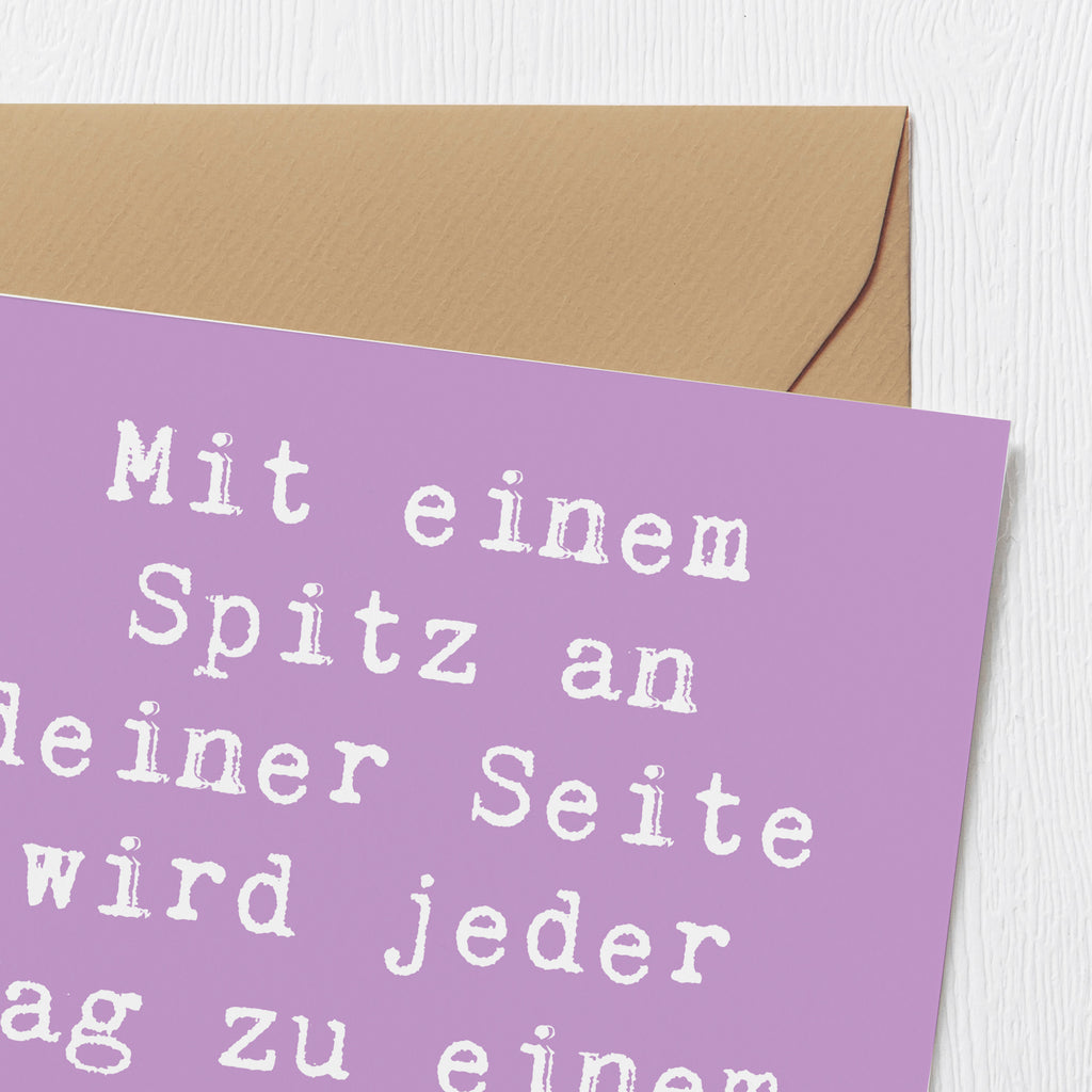 Deluxe Karte Spruch Freudiger Spitz Karte, Grußkarte, Klappkarte, Einladungskarte, Glückwunschkarte, Hochzeitskarte, Geburtstagskarte, Hochwertige Grußkarte, Hochwertige Klappkarte, Hund, Hunderasse, Rassehund, Hundebesitzer, Geschenk, Tierfreund, Schenken, Welpe