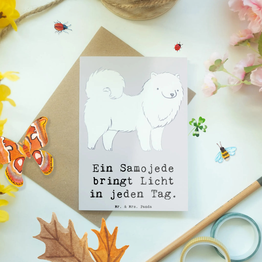 Grußkarte Samojede Licht Grußkarte, Klappkarte, Einladungskarte, Glückwunschkarte, Hochzeitskarte, Geburtstagskarte, Karte, Ansichtskarten, Hund, Hunderasse, Rassehund, Hundebesitzer, Geschenk, Tierfreund, Schenken, Welpe