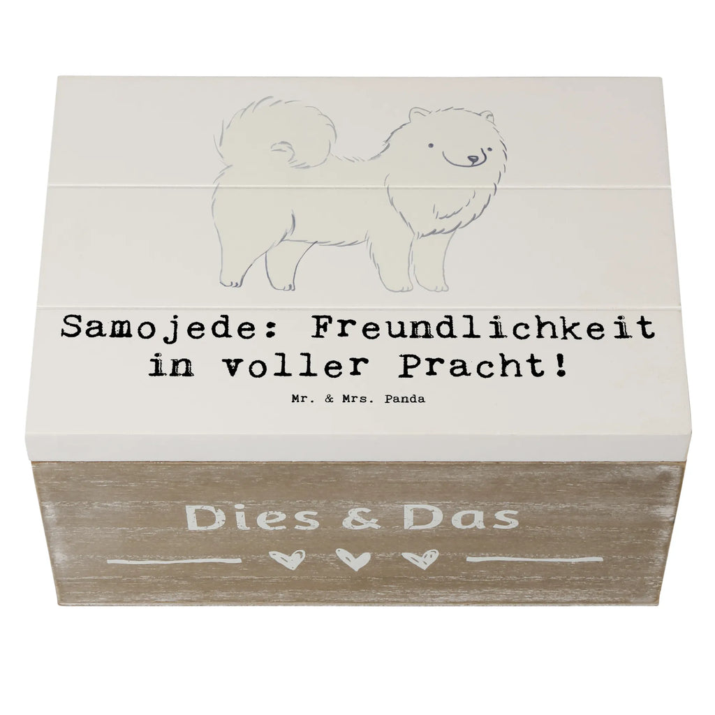 Holzkiste Samojede Freundlichkeit Holzkiste, Kiste, Schatzkiste, Truhe, Schatulle, XXL, Erinnerungsbox, Erinnerungskiste, Dekokiste, Aufbewahrungsbox, Geschenkbox, Geschenkdose, Hund, Hunderasse, Rassehund, Hundebesitzer, Geschenk, Tierfreund, Schenken, Welpe