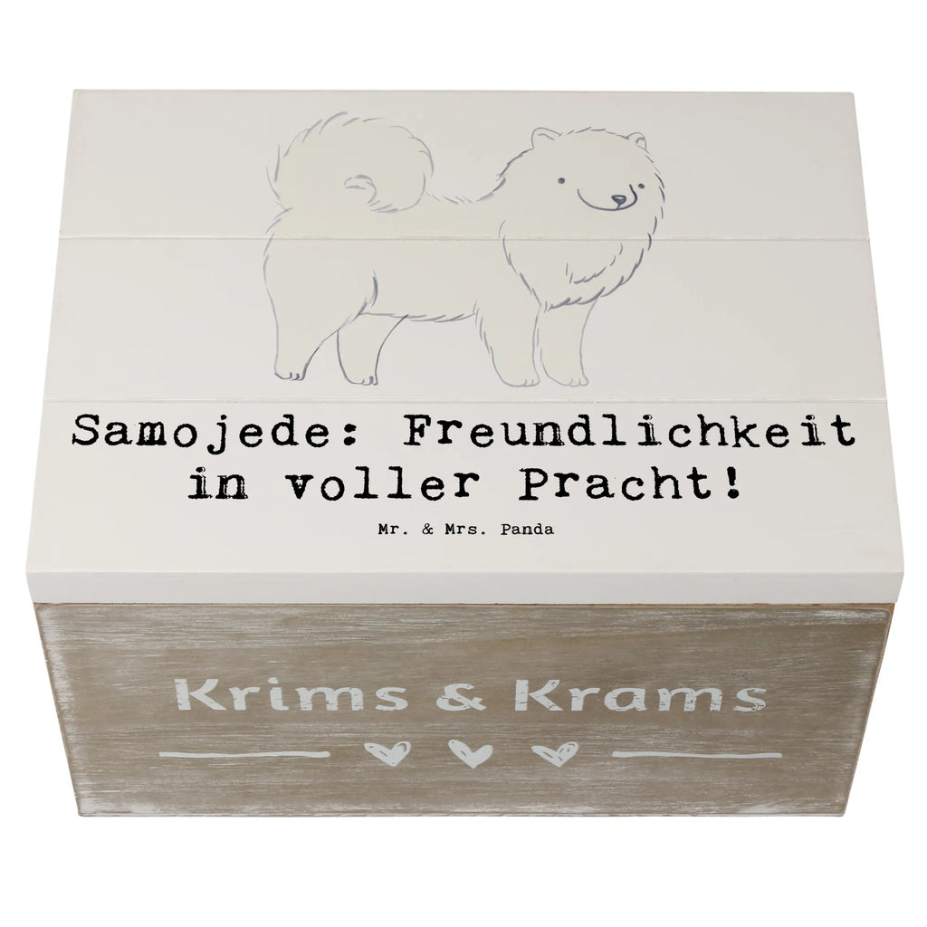 Holzkiste Samojede Freundlichkeit Holzkiste, Kiste, Schatzkiste, Truhe, Schatulle, XXL, Erinnerungsbox, Erinnerungskiste, Dekokiste, Aufbewahrungsbox, Geschenkbox, Geschenkdose, Hund, Hunderasse, Rassehund, Hundebesitzer, Geschenk, Tierfreund, Schenken, Welpe