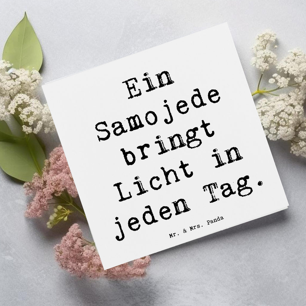 Deluxe Karte Spruch Samojede Licht Karte, Grußkarte, Klappkarte, Einladungskarte, Glückwunschkarte, Hochzeitskarte, Geburtstagskarte, Hochwertige Grußkarte, Hochwertige Klappkarte, Hund, Hunderasse, Rassehund, Hundebesitzer, Geschenk, Tierfreund, Schenken, Welpe