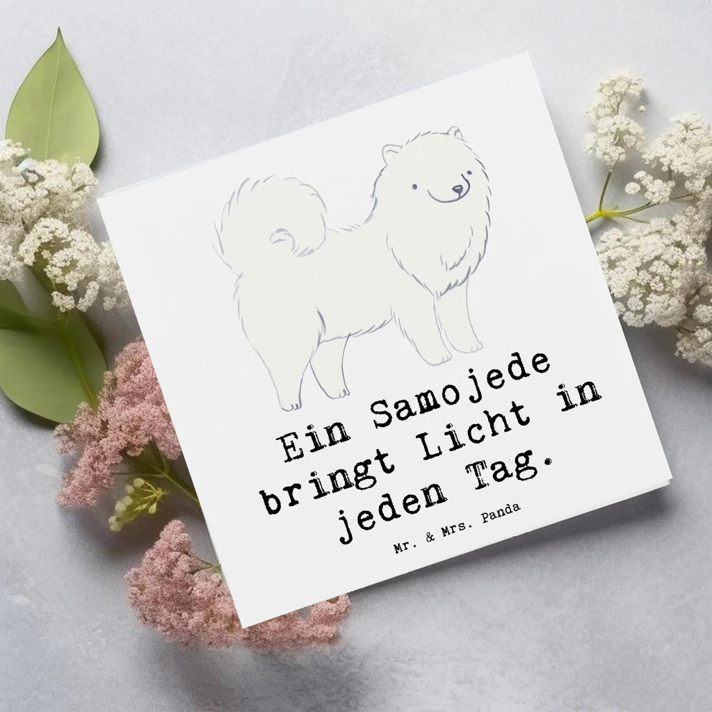 Deluxe Karte Samojede Licht Karte, Grußkarte, Klappkarte, Einladungskarte, Glückwunschkarte, Hochzeitskarte, Geburtstagskarte, Hochwertige Grußkarte, Hochwertige Klappkarte, Hund, Hunderasse, Rassehund, Hundebesitzer, Geschenk, Tierfreund, Schenken, Welpe