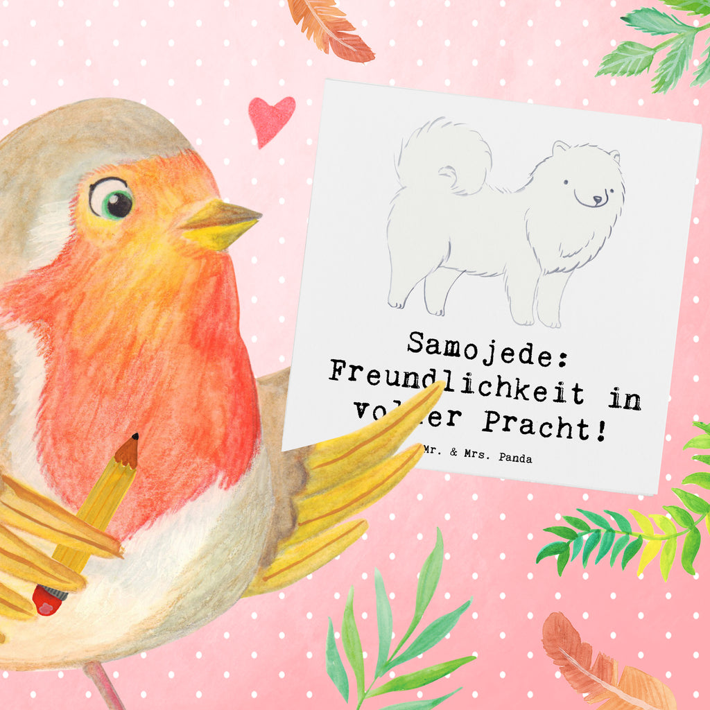 Deluxe Karte Samojede Freundlichkeit Karte, Grußkarte, Klappkarte, Einladungskarte, Glückwunschkarte, Hochzeitskarte, Geburtstagskarte, Hochwertige Grußkarte, Hochwertige Klappkarte, Hund, Hunderasse, Rassehund, Hundebesitzer, Geschenk, Tierfreund, Schenken, Welpe