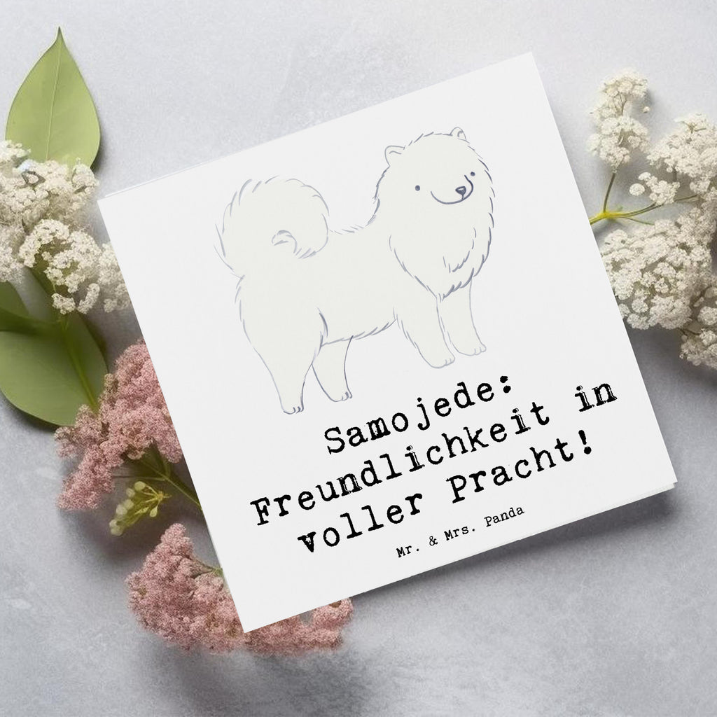 Deluxe Karte Samojede Freundlichkeit Karte, Grußkarte, Klappkarte, Einladungskarte, Glückwunschkarte, Hochzeitskarte, Geburtstagskarte, Hochwertige Grußkarte, Hochwertige Klappkarte, Hund, Hunderasse, Rassehund, Hundebesitzer, Geschenk, Tierfreund, Schenken, Welpe