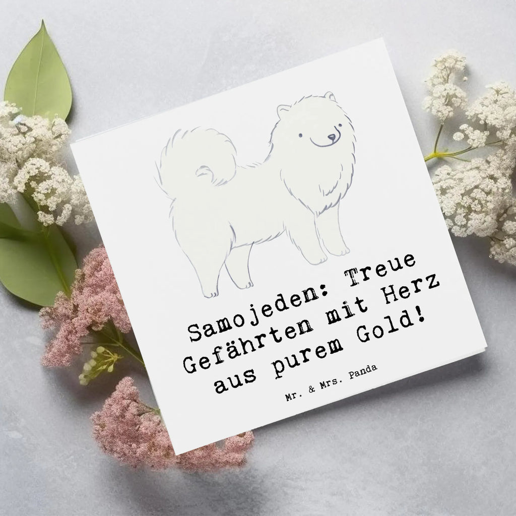 Deluxe Karte Samojede Herz Karte, Grußkarte, Klappkarte, Einladungskarte, Glückwunschkarte, Hochzeitskarte, Geburtstagskarte, Hochwertige Grußkarte, Hochwertige Klappkarte, Hund, Hunderasse, Rassehund, Hundebesitzer, Geschenk, Tierfreund, Schenken, Welpe