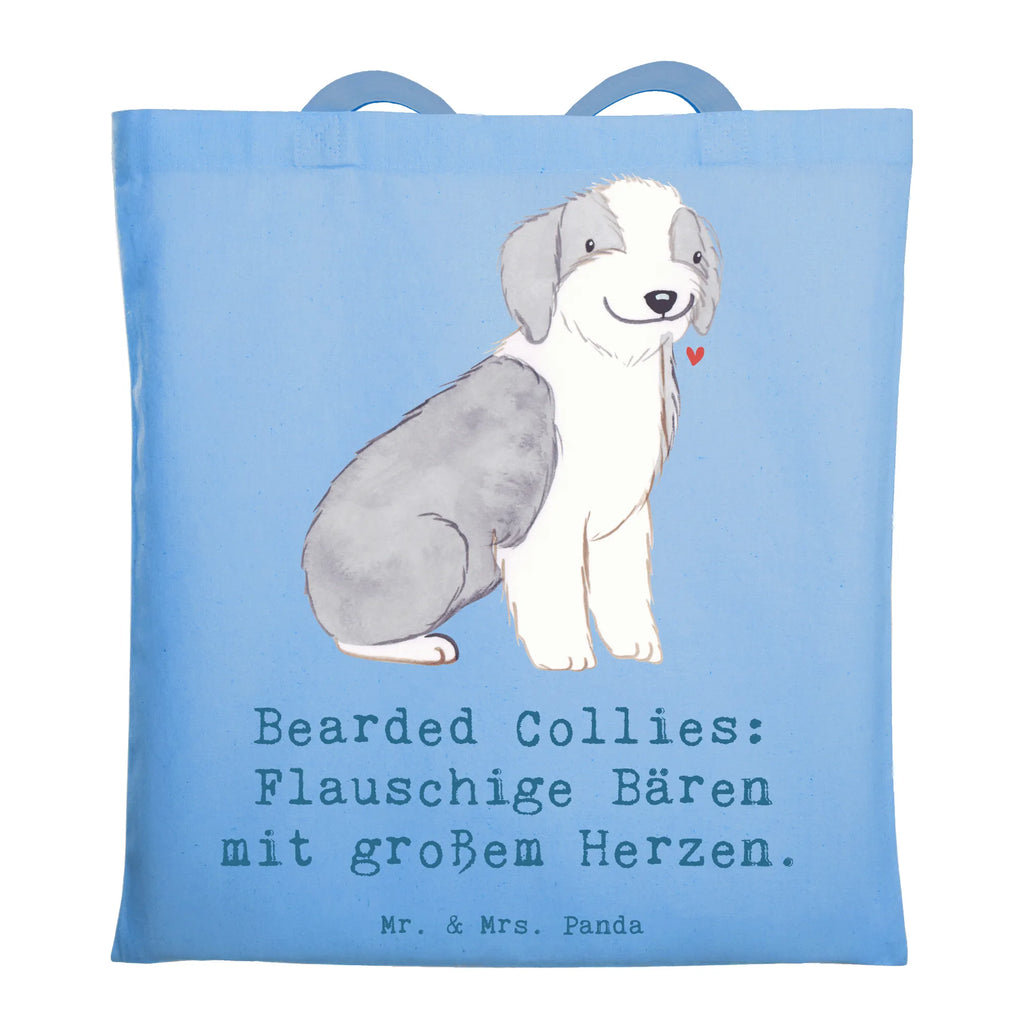 Tragetasche Bearded Collie Bärenherz Beuteltasche, Beutel, Einkaufstasche, Jutebeutel, Stoffbeutel, Tasche, Shopper, Umhängetasche, Strandtasche, Schultertasche, Stofftasche, Tragetasche, Badetasche, Jutetasche, Einkaufstüte, Laptoptasche, Hund, Hunderasse, Rassehund, Hundebesitzer, Geschenk, Tierfreund, Schenken, Welpe