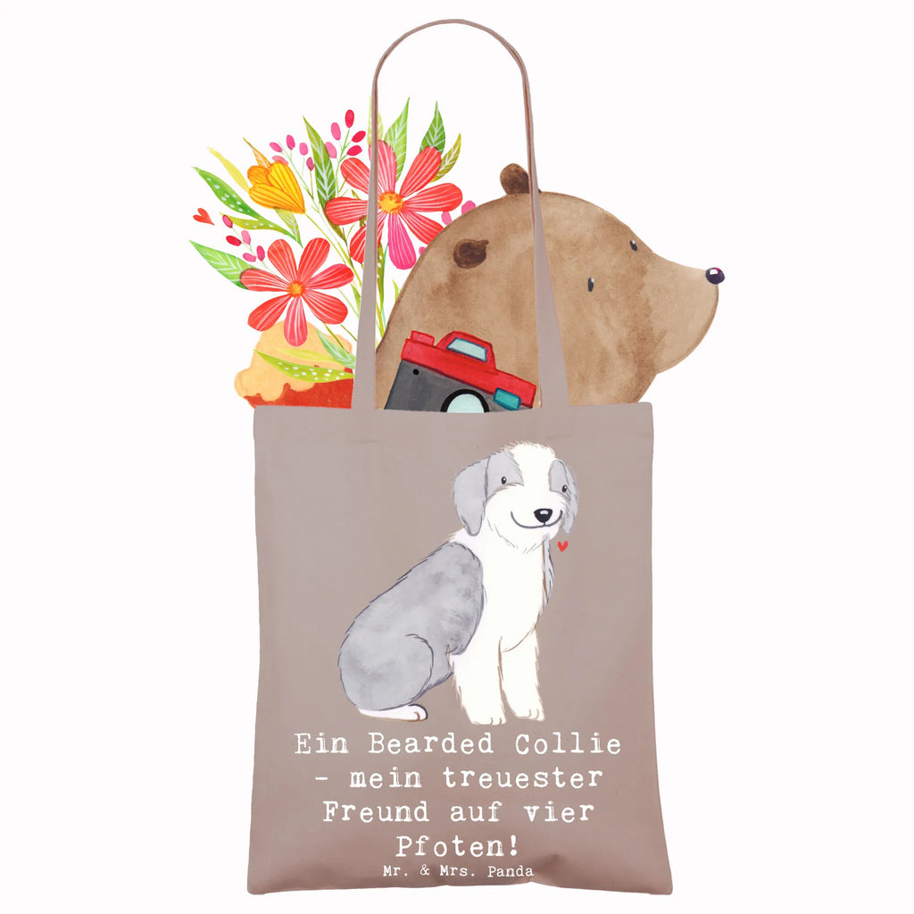 Tragetasche Bearded Collie Freund Beuteltasche, Beutel, Einkaufstasche, Jutebeutel, Stoffbeutel, Tasche, Shopper, Umhängetasche, Strandtasche, Schultertasche, Stofftasche, Tragetasche, Badetasche, Jutetasche, Einkaufstüte, Laptoptasche, Hund, Hunderasse, Rassehund, Hundebesitzer, Geschenk, Tierfreund, Schenken, Welpe