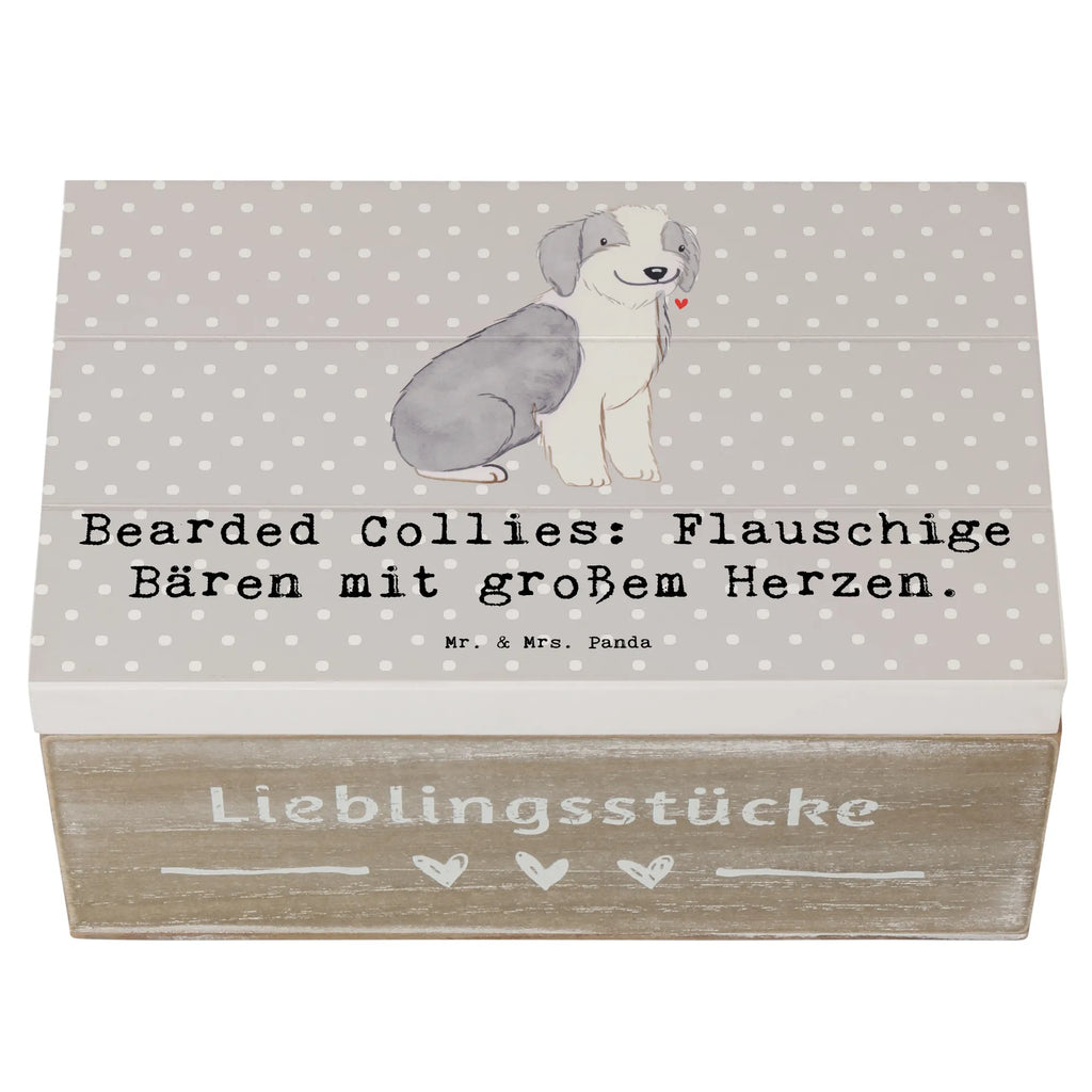 Holzkiste Bearded Collie Bärenherz Holzkiste, Kiste, Schatzkiste, Truhe, Schatulle, XXL, Erinnerungsbox, Erinnerungskiste, Dekokiste, Aufbewahrungsbox, Geschenkbox, Geschenkdose, Hund, Hunderasse, Rassehund, Hundebesitzer, Geschenk, Tierfreund, Schenken, Welpe