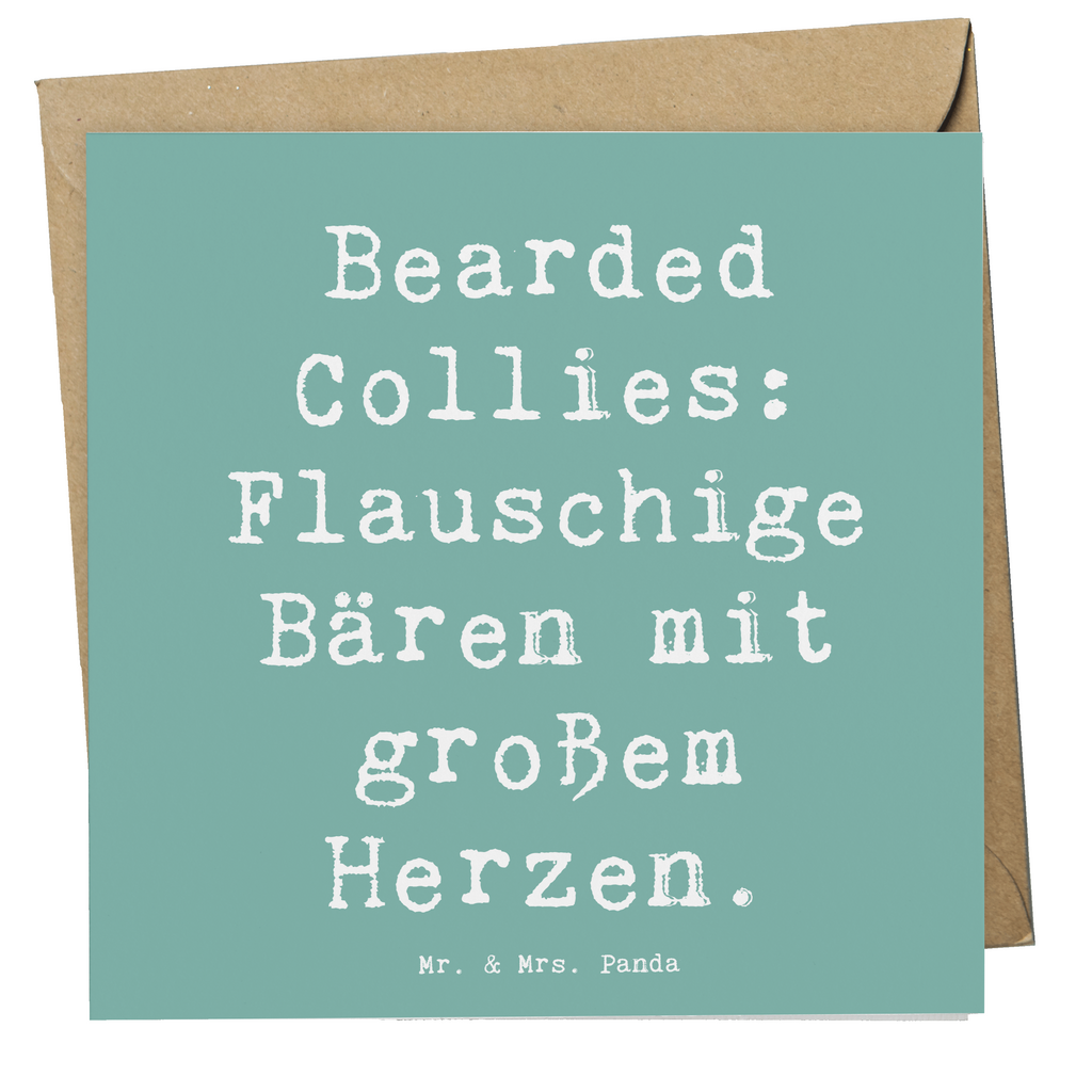 Deluxe Karte Spruch Bearded Collie Bärenherz Karte, Grußkarte, Klappkarte, Einladungskarte, Glückwunschkarte, Hochzeitskarte, Geburtstagskarte, Hochwertige Grußkarte, Hochwertige Klappkarte, Hund, Hunderasse, Rassehund, Hundebesitzer, Geschenk, Tierfreund, Schenken, Welpe