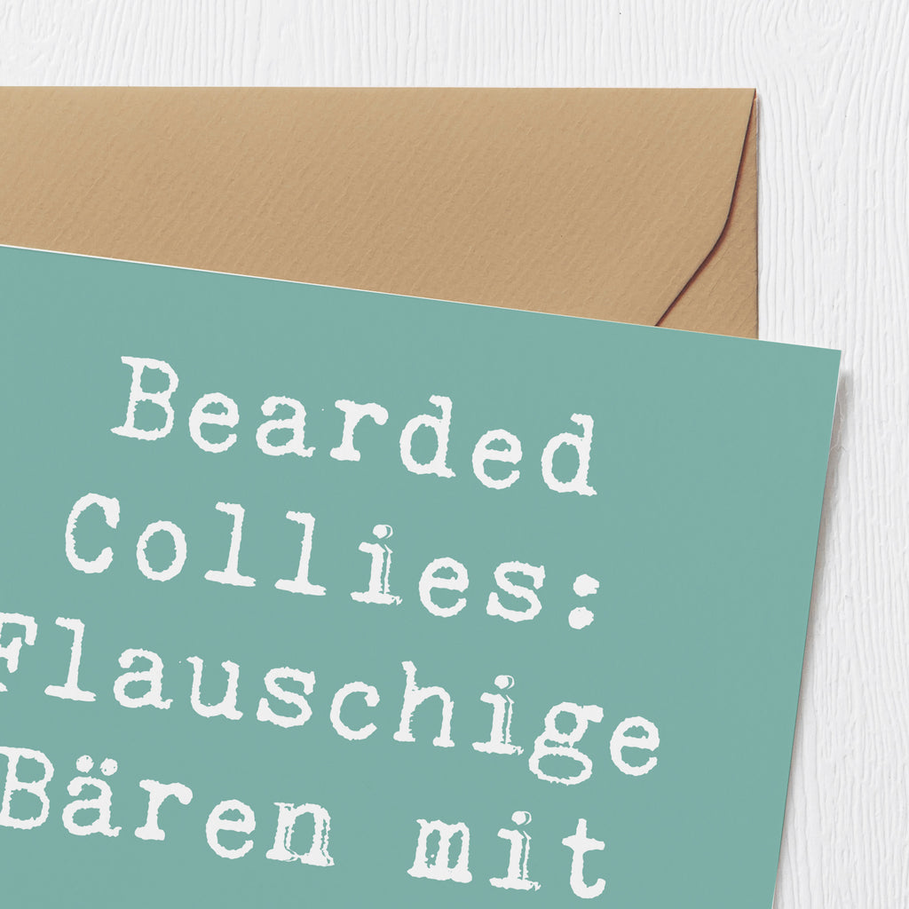 Deluxe Karte Spruch Bearded Collie Bärenherz Karte, Grußkarte, Klappkarte, Einladungskarte, Glückwunschkarte, Hochzeitskarte, Geburtstagskarte, Hochwertige Grußkarte, Hochwertige Klappkarte, Hund, Hunderasse, Rassehund, Hundebesitzer, Geschenk, Tierfreund, Schenken, Welpe