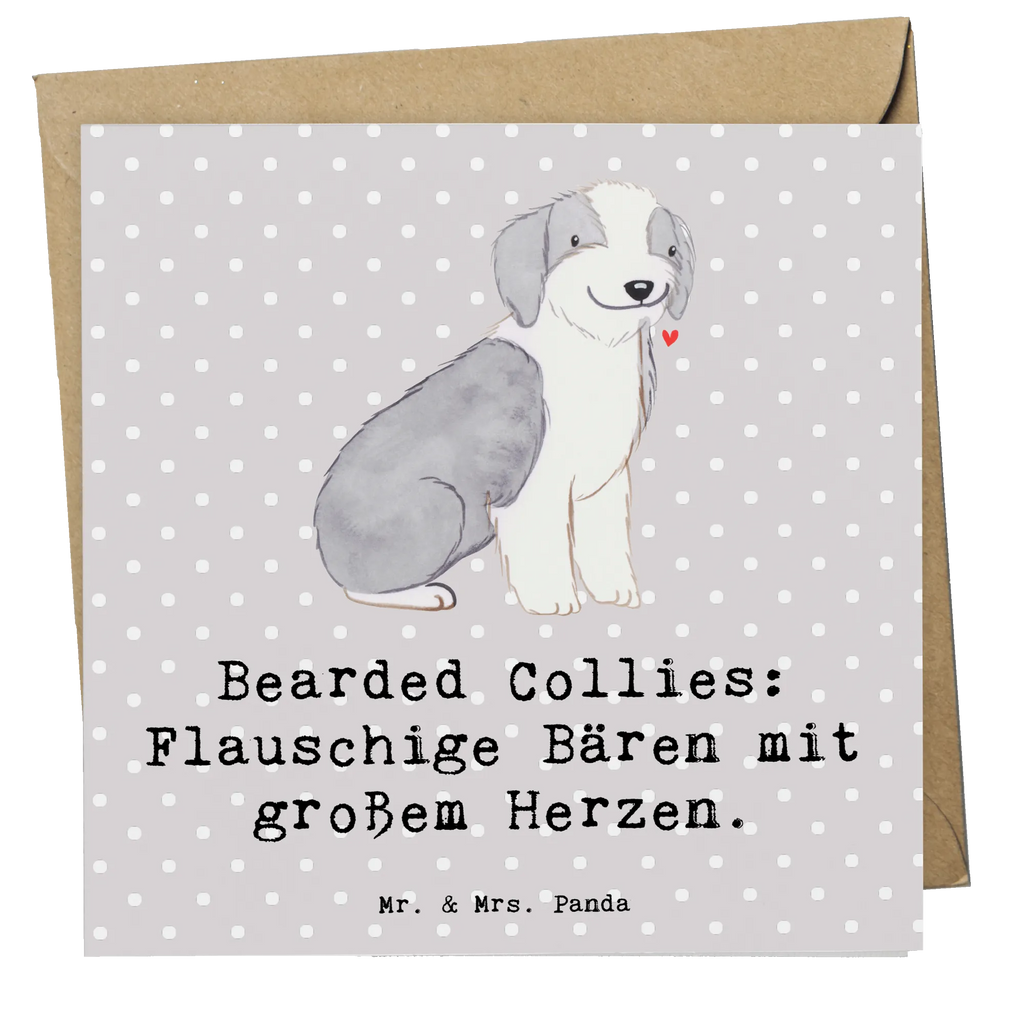 Deluxe Karte Bearded Collie Bärenherz Karte, Grußkarte, Klappkarte, Einladungskarte, Glückwunschkarte, Hochzeitskarte, Geburtstagskarte, Hochwertige Grußkarte, Hochwertige Klappkarte, Hund, Hunderasse, Rassehund, Hundebesitzer, Geschenk, Tierfreund, Schenken, Welpe