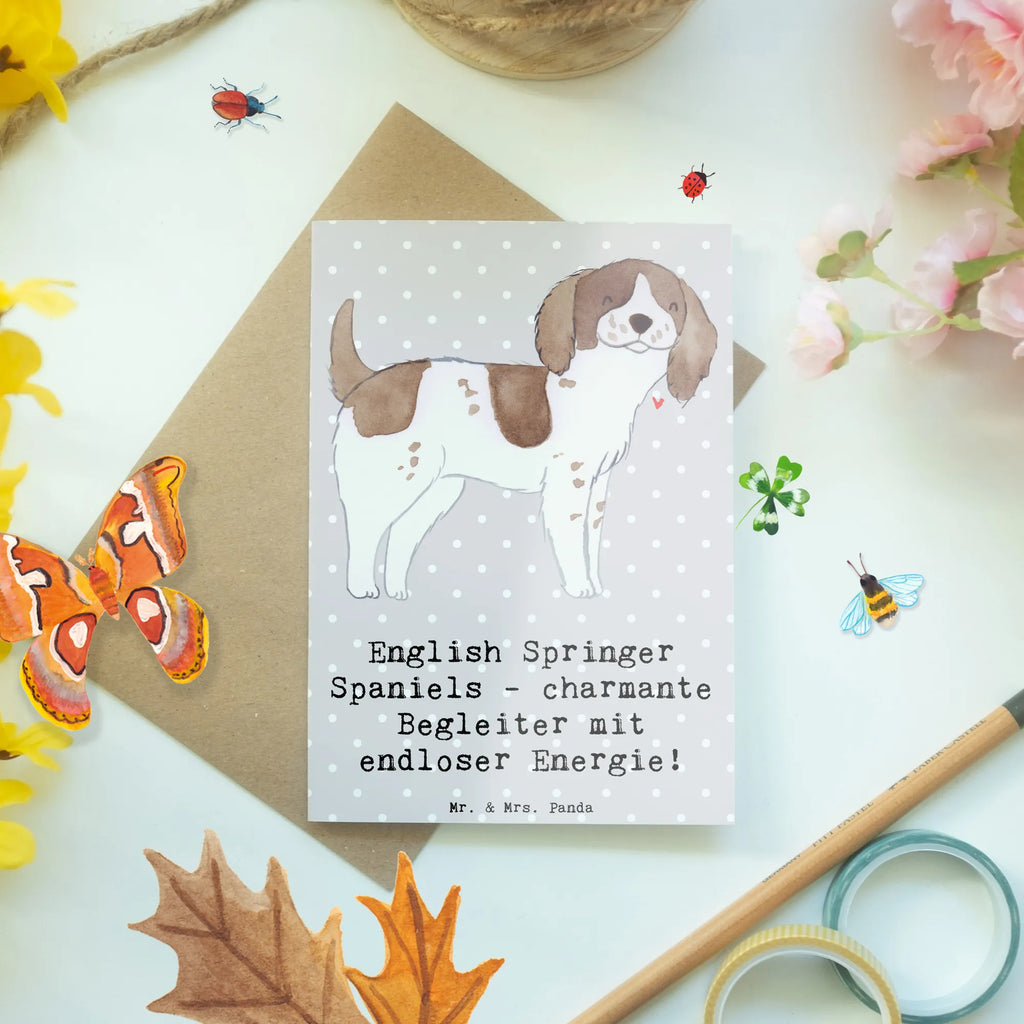 Grußkarte English Springer Spaniel Charme Grußkarte, Klappkarte, Einladungskarte, Glückwunschkarte, Hochzeitskarte, Geburtstagskarte, Karte, Ansichtskarten, Hund, Hunderasse, Rassehund, Hundebesitzer, Geschenk, Tierfreund, Schenken, Welpe