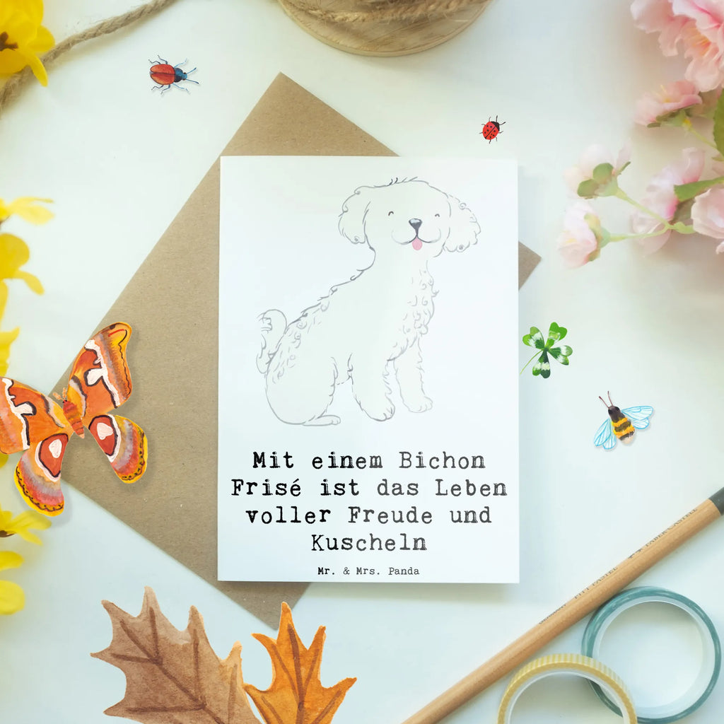 Grußkarte Bichon Frisé Freude Grußkarte, Klappkarte, Einladungskarte, Glückwunschkarte, Hochzeitskarte, Geburtstagskarte, Karte, Ansichtskarten, Hund, Hunderasse, Rassehund, Hundebesitzer, Geschenk, Tierfreund, Schenken, Welpe