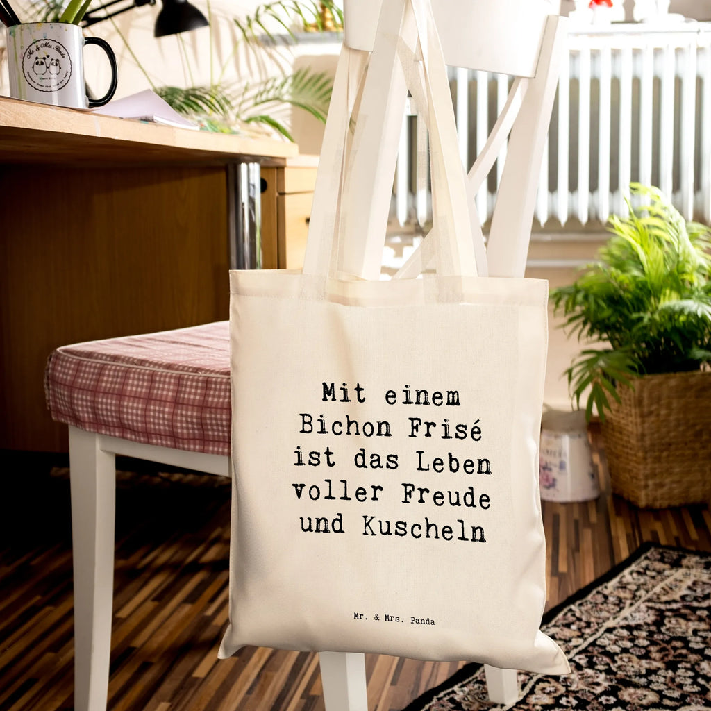 Tragetasche Spruch Bichon Frisé Freude Beuteltasche, Beutel, Einkaufstasche, Jutebeutel, Stoffbeutel, Tasche, Shopper, Umhängetasche, Strandtasche, Schultertasche, Stofftasche, Tragetasche, Badetasche, Jutetasche, Einkaufstüte, Laptoptasche, Hund, Hunderasse, Rassehund, Hundebesitzer, Geschenk, Tierfreund, Schenken, Welpe