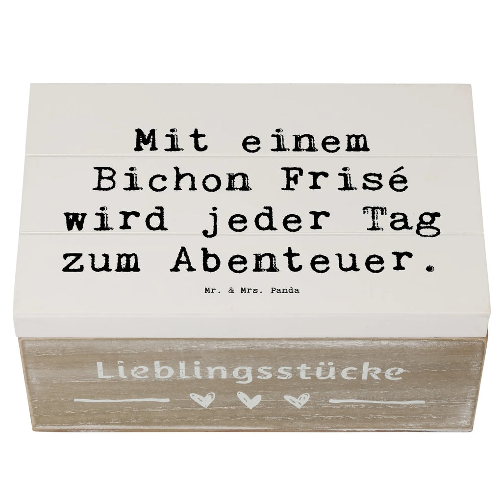 Holzkiste Spruch Mit einem Bichon Frisé wird jeder Tag zum Abenteuer. Holzkiste, Kiste, Schatzkiste, Truhe, Schatulle, XXL, Erinnerungsbox, Erinnerungskiste, Dekokiste, Aufbewahrungsbox, Geschenkbox, Geschenkdose, Hund, Hunderasse, Rassehund, Hundebesitzer, Geschenk, Tierfreund, Schenken, Welpe