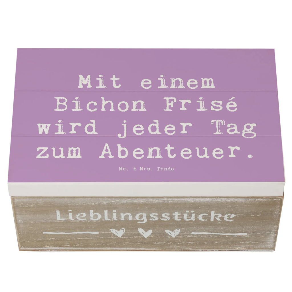 Holzkiste Spruch Mit einem Bichon Frisé wird jeder Tag zum Abenteuer. Holzkiste, Kiste, Schatzkiste, Truhe, Schatulle, XXL, Erinnerungsbox, Erinnerungskiste, Dekokiste, Aufbewahrungsbox, Geschenkbox, Geschenkdose, Hund, Hunderasse, Rassehund, Hundebesitzer, Geschenk, Tierfreund, Schenken, Welpe