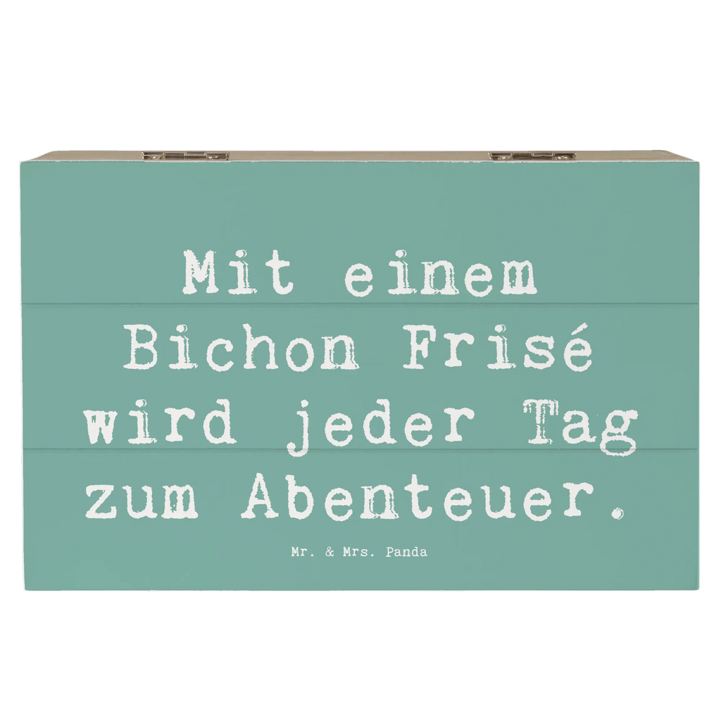 Holzkiste Spruch Mit einem Bichon Frisé wird jeder Tag zum Abenteuer. Holzkiste, Kiste, Schatzkiste, Truhe, Schatulle, XXL, Erinnerungsbox, Erinnerungskiste, Dekokiste, Aufbewahrungsbox, Geschenkbox, Geschenkdose, Hund, Hunderasse, Rassehund, Hundebesitzer, Geschenk, Tierfreund, Schenken, Welpe