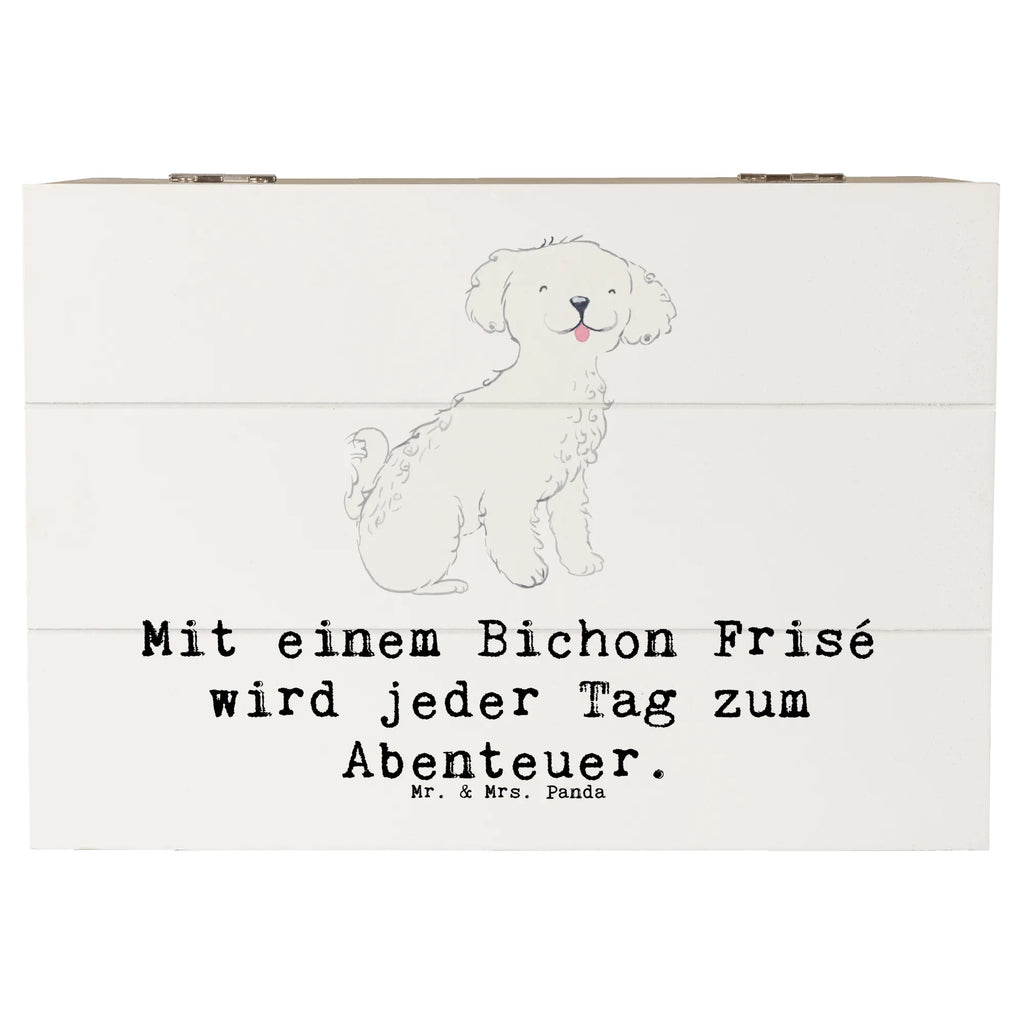 Holzkiste Mit einem Bichon Frisé wird jeder Tag zum Abenteuer. Holzkiste, Kiste, Schatzkiste, Truhe, Schatulle, XXL, Erinnerungsbox, Erinnerungskiste, Dekokiste, Aufbewahrungsbox, Geschenkbox, Geschenkdose, Hund, Hunderasse, Rassehund, Hundebesitzer, Geschenk, Tierfreund, Schenken, Welpe