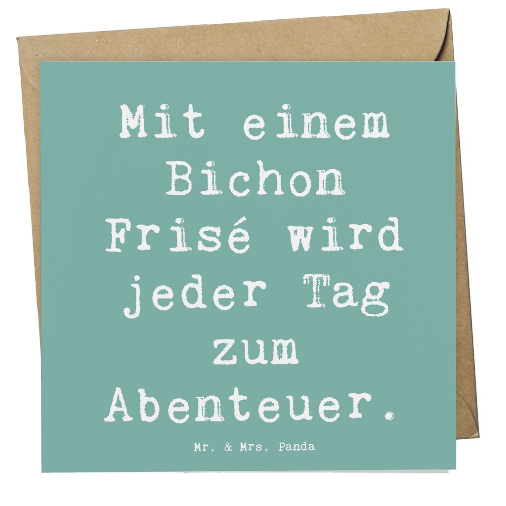 Deluxe Karte Spruch Mit einem Bichon Frisé wird jeder Tag zum Abenteuer. Karte, Grußkarte, Klappkarte, Einladungskarte, Glückwunschkarte, Hochzeitskarte, Geburtstagskarte, Hochwertige Grußkarte, Hochwertige Klappkarte, Hund, Hunderasse, Rassehund, Hundebesitzer, Geschenk, Tierfreund, Schenken, Welpe