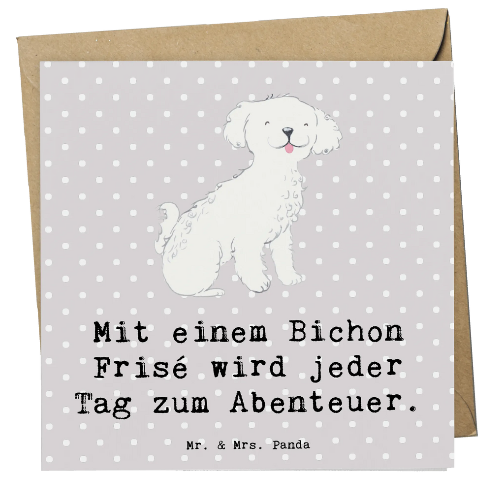 Deluxe Karte Mit einem Bichon Frisé wird jeder Tag zum Abenteuer. Karte, Grußkarte, Klappkarte, Einladungskarte, Glückwunschkarte, Hochzeitskarte, Geburtstagskarte, Hochwertige Grußkarte, Hochwertige Klappkarte, Hund, Hunderasse, Rassehund, Hundebesitzer, Geschenk, Tierfreund, Schenken, Welpe