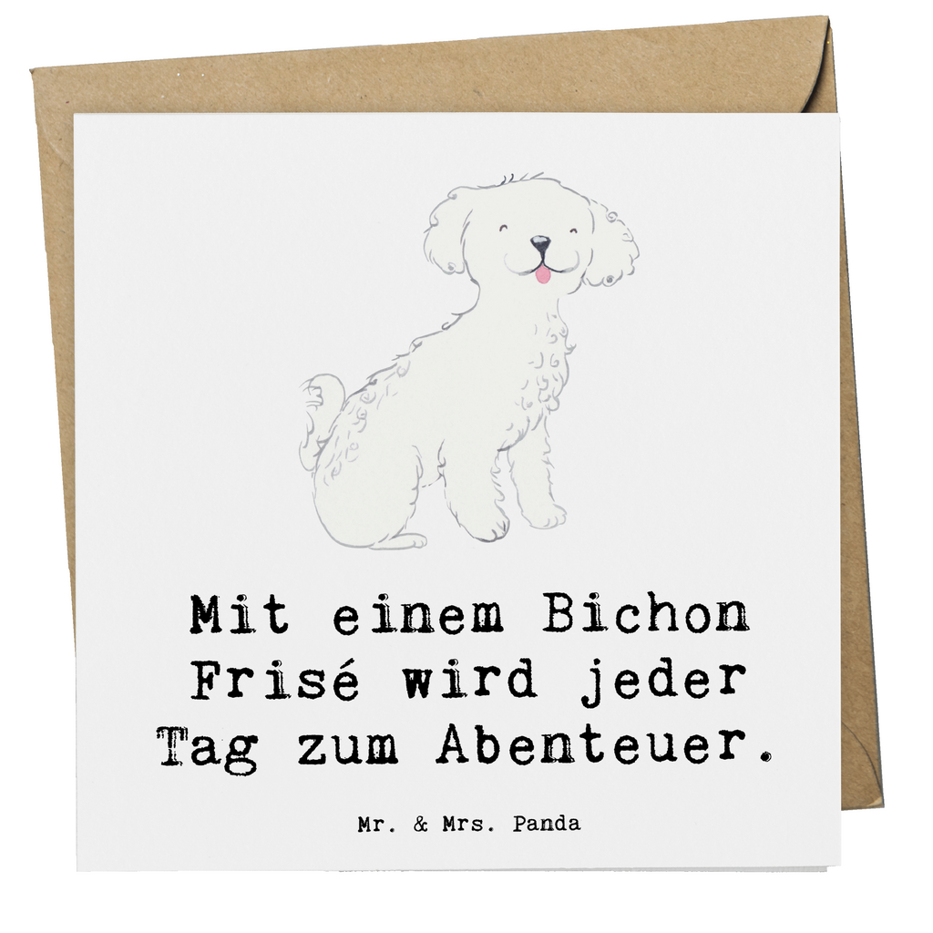 Deluxe Karte Mit einem Bichon Frisé wird jeder Tag zum Abenteuer. Karte, Grußkarte, Klappkarte, Einladungskarte, Glückwunschkarte, Hochzeitskarte, Geburtstagskarte, Hochwertige Grußkarte, Hochwertige Klappkarte, Hund, Hunderasse, Rassehund, Hundebesitzer, Geschenk, Tierfreund, Schenken, Welpe