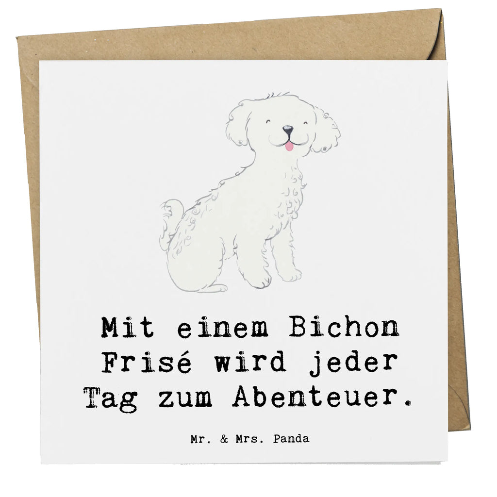 Deluxe Karte Mit einem Bichon Frisé wird jeder Tag zum Abenteuer. Karte, Grußkarte, Klappkarte, Einladungskarte, Glückwunschkarte, Hochzeitskarte, Geburtstagskarte, Hochwertige Grußkarte, Hochwertige Klappkarte, Hund, Hunderasse, Rassehund, Hundebesitzer, Geschenk, Tierfreund, Schenken, Welpe