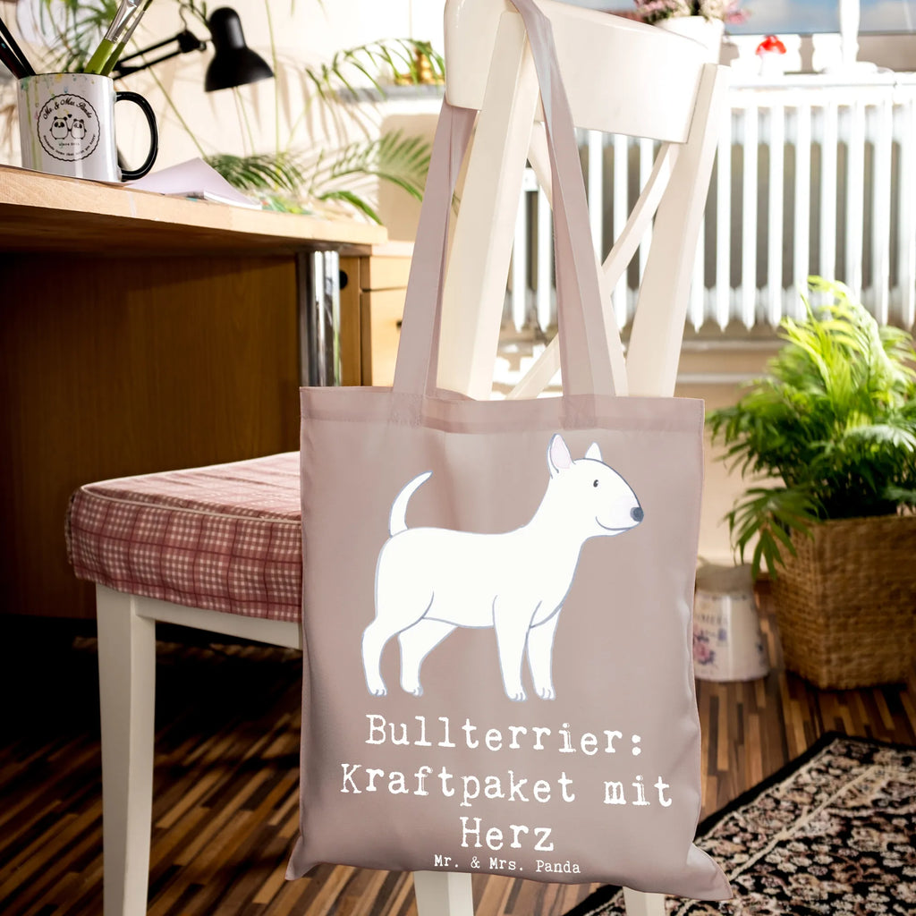 Tragetasche Bullterrier Kraftpaket Beuteltasche, Beutel, Einkaufstasche, Jutebeutel, Stoffbeutel, Tasche, Shopper, Umhängetasche, Strandtasche, Schultertasche, Stofftasche, Tragetasche, Badetasche, Jutetasche, Einkaufstüte, Laptoptasche, Hund, Hunderasse, Rassehund, Hundebesitzer, Geschenk, Tierfreund, Schenken, Welpe