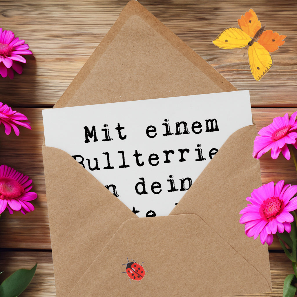 Deluxe Karte Spruch Bullterrier Begleiter Karte, Grußkarte, Klappkarte, Einladungskarte, Glückwunschkarte, Hochzeitskarte, Geburtstagskarte, Hochwertige Grußkarte, Hochwertige Klappkarte, Hund, Hunderasse, Rassehund, Hundebesitzer, Geschenk, Tierfreund, Schenken, Welpe