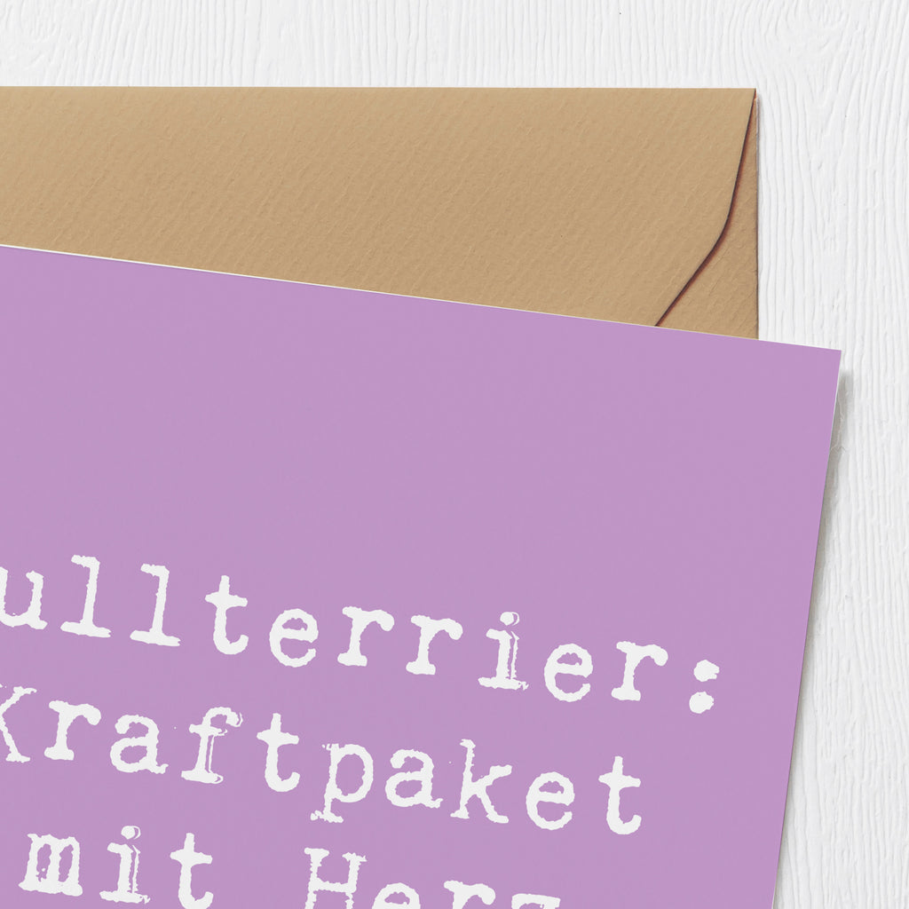 Deluxe Karte Spruch Bullterrier Kraftpaket Karte, Grußkarte, Klappkarte, Einladungskarte, Glückwunschkarte, Hochzeitskarte, Geburtstagskarte, Hochwertige Grußkarte, Hochwertige Klappkarte, Hund, Hunderasse, Rassehund, Hundebesitzer, Geschenk, Tierfreund, Schenken, Welpe