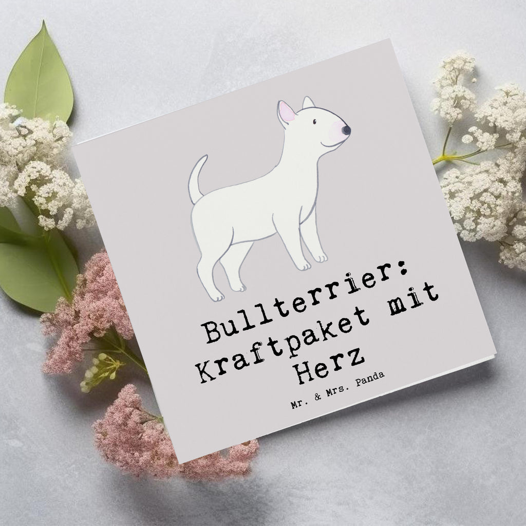 Deluxe Karte Bullterrier Kraftpaket Karte, Grußkarte, Klappkarte, Einladungskarte, Glückwunschkarte, Hochzeitskarte, Geburtstagskarte, Hochwertige Grußkarte, Hochwertige Klappkarte, Hund, Hunderasse, Rassehund, Hundebesitzer, Geschenk, Tierfreund, Schenken, Welpe