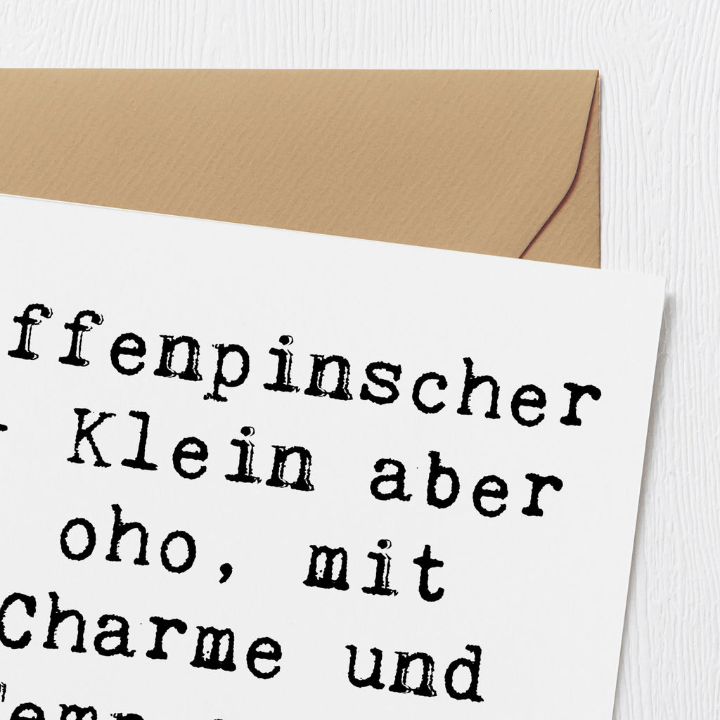 Deluxe Karte Spruch Affenpinscher Charme Karte, Grußkarte, Klappkarte, Einladungskarte, Glückwunschkarte, Hochzeitskarte, Geburtstagskarte, Hochwertige Grußkarte, Hochwertige Klappkarte, Hund, Hunderasse, Rassehund, Hundebesitzer, Geschenk, Tierfreund, Schenken, Welpe