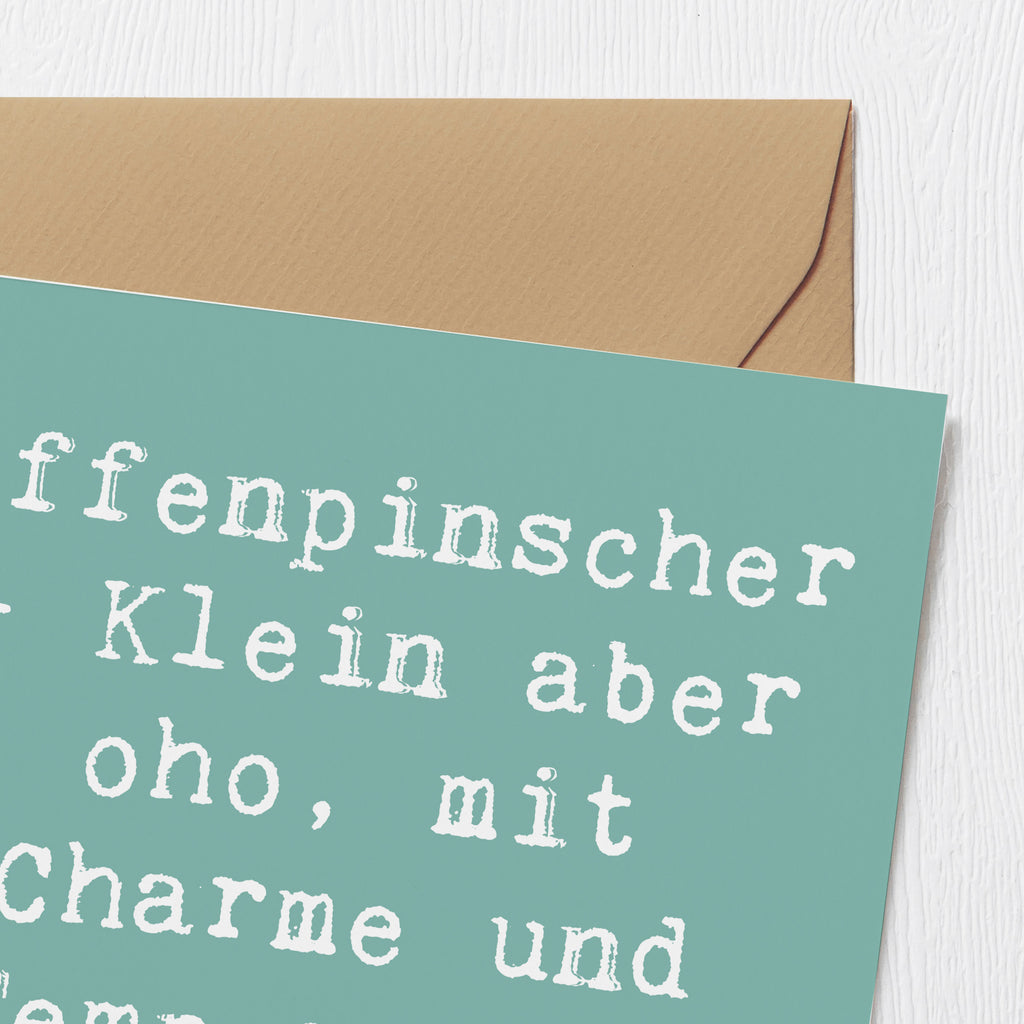 Deluxe Karte Spruch Affenpinscher Charme Karte, Grußkarte, Klappkarte, Einladungskarte, Glückwunschkarte, Hochzeitskarte, Geburtstagskarte, Hochwertige Grußkarte, Hochwertige Klappkarte, Hund, Hunderasse, Rassehund, Hundebesitzer, Geschenk, Tierfreund, Schenken, Welpe