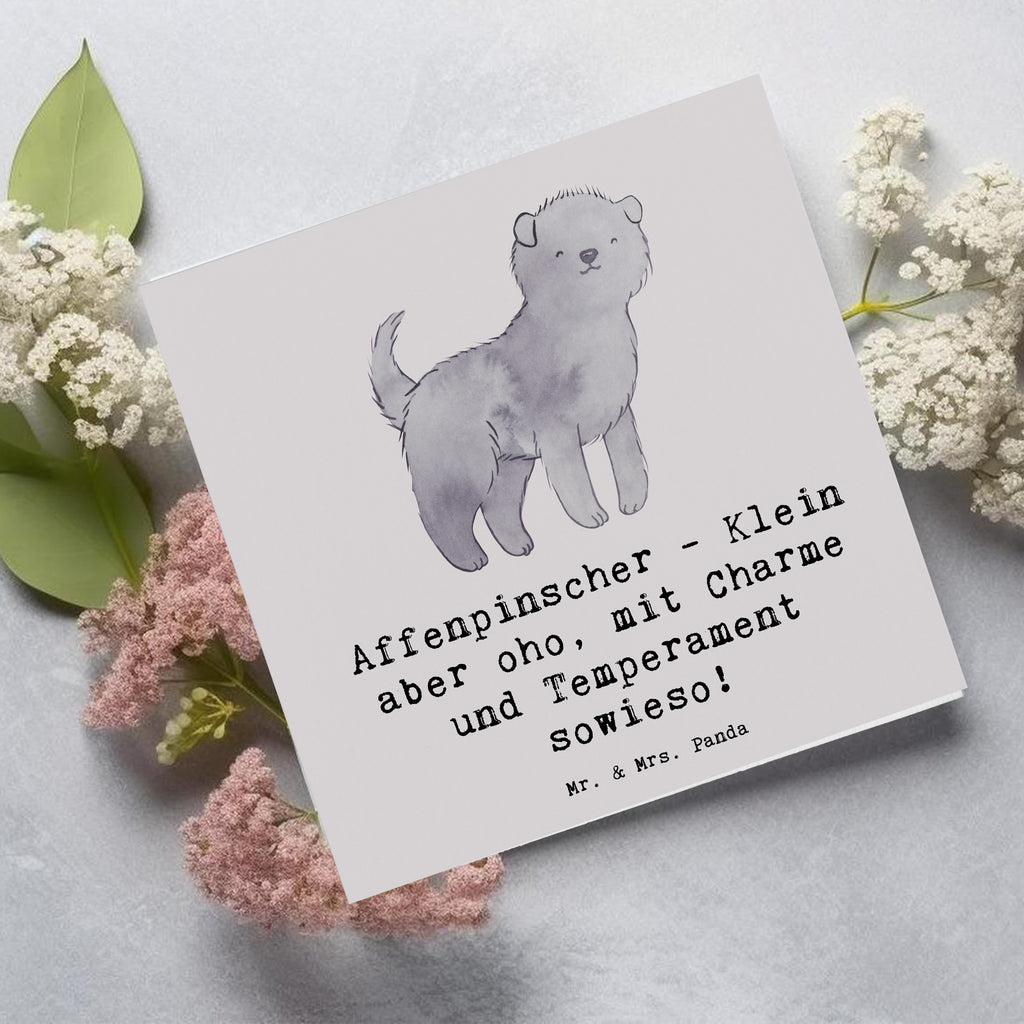 Deluxe Karte Affenpinscher Charme Karte, Grußkarte, Klappkarte, Einladungskarte, Glückwunschkarte, Hochzeitskarte, Geburtstagskarte, Hochwertige Grußkarte, Hochwertige Klappkarte, Hund, Hunderasse, Rassehund, Hundebesitzer, Geschenk, Tierfreund, Schenken, Welpe