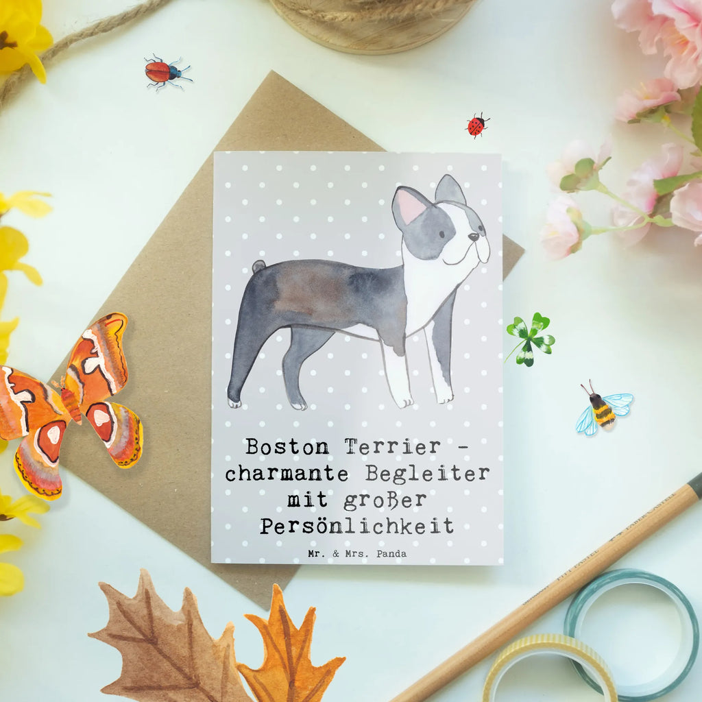 Grußkarte Boston Terrier Begleiter Grußkarte, Klappkarte, Einladungskarte, Glückwunschkarte, Hochzeitskarte, Geburtstagskarte, Karte, Ansichtskarten, Hund, Hunderasse, Rassehund, Hundebesitzer, Geschenk, Tierfreund, Schenken, Welpe