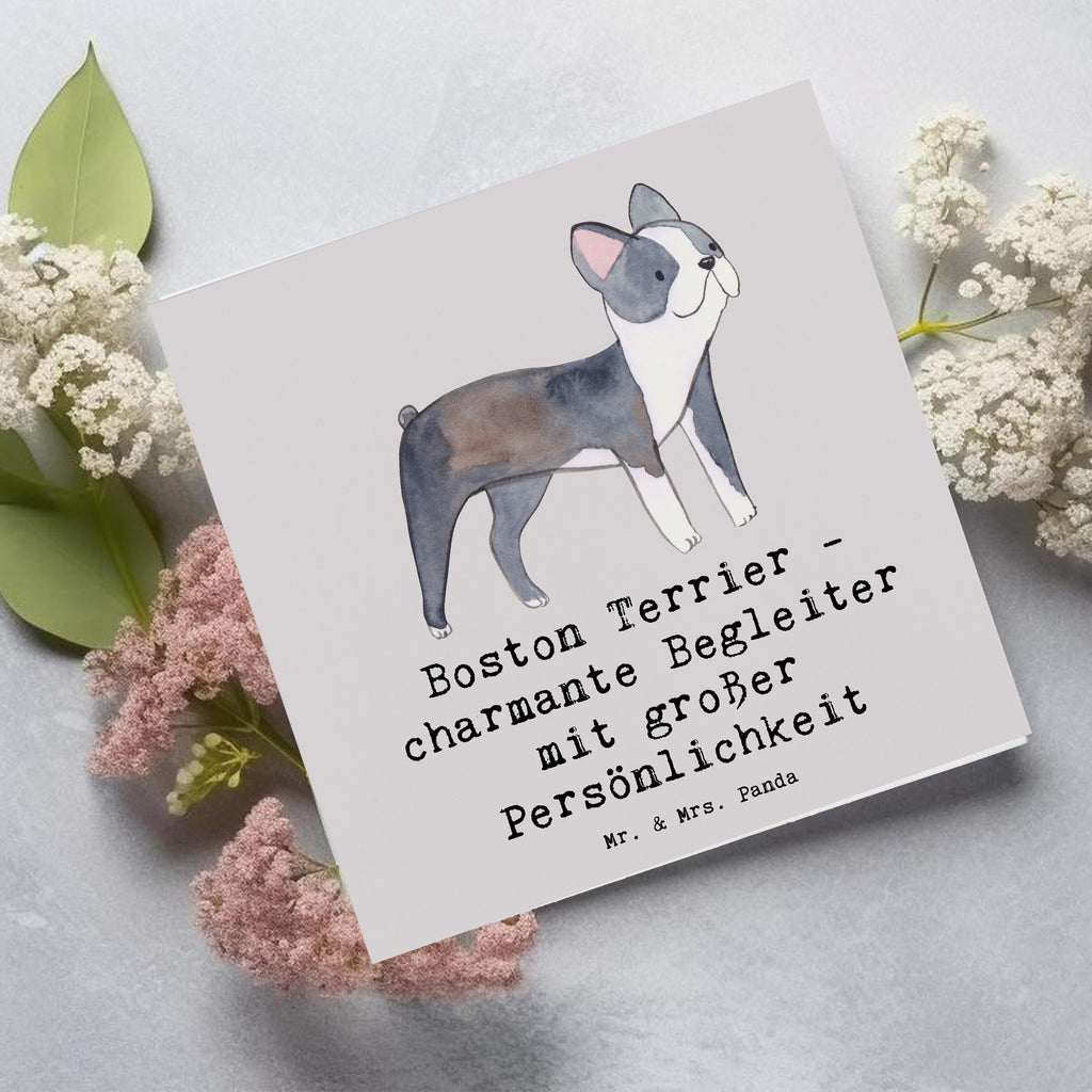 Deluxe Karte Boston Terrier Begleiter Karte, Grußkarte, Klappkarte, Einladungskarte, Glückwunschkarte, Hochzeitskarte, Geburtstagskarte, Hochwertige Grußkarte, Hochwertige Klappkarte, Hund, Hunderasse, Rassehund, Hundebesitzer, Geschenk, Tierfreund, Schenken, Welpe